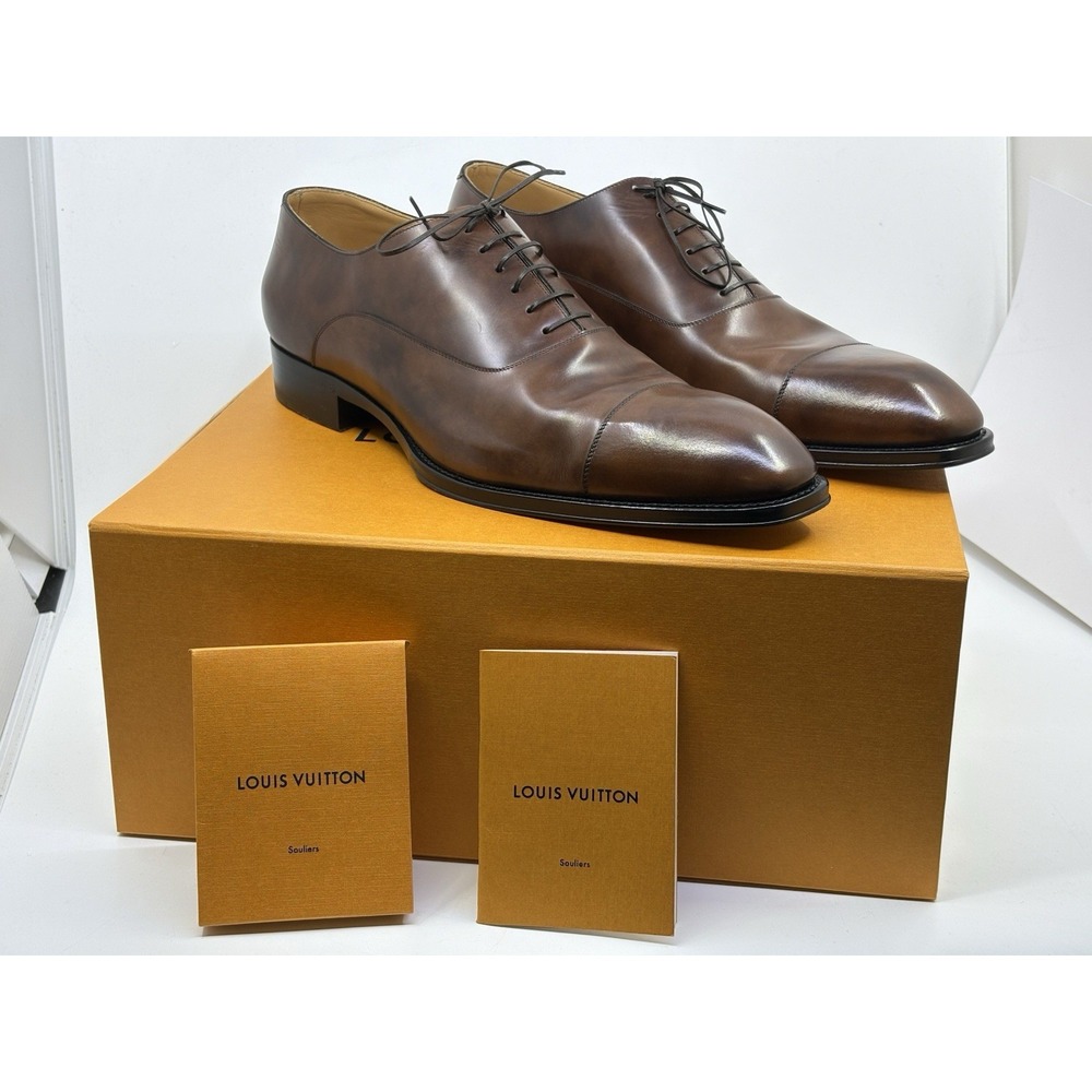 Louis Vuitton mens brown oxford dress shoes US size 12 Comes W Box richelieu - Picture 2 of 13